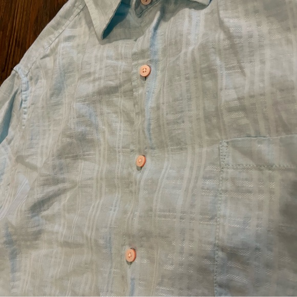Caribbean Mens 2XT Light Blue Linen Blend Long Sleeve Button Up‎ Shirt EUC - Picture 4 of 5